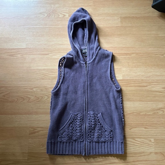 Woolrich Jackets & Blazers - Woolrich Womens Purple Knit Full Zip Sleeveless Hoodie Crochet Back Vest Size M